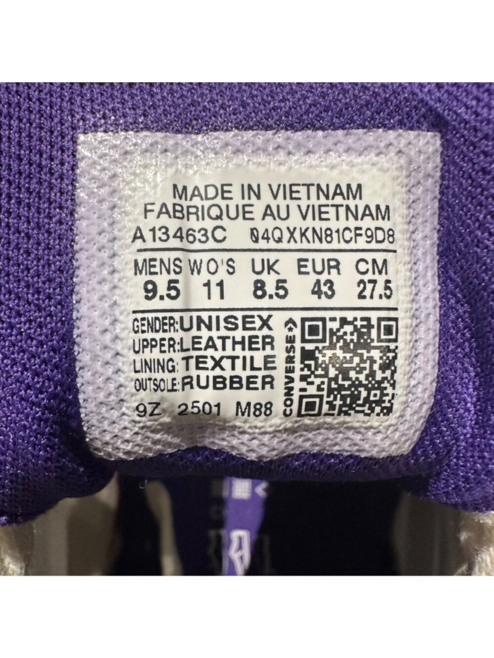 Converse Wave Trainer OX Vintage Low 9.5 Mens shoes Sneaker White Purple A13463C - Picture 9 of 10